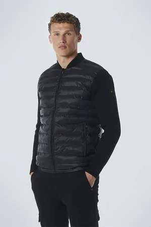 No Excess Cardigan Knitted Body Woven Padded Black