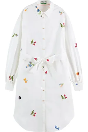 Scotch&Soda Embroidered Shirt Mini Dress White