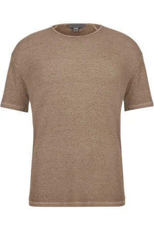 John Varvatos Sutton Slim Fit Ss Rib Crew With Burn Ou Oat