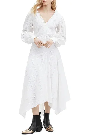 AllSaints Aviana Broderie Dres Off White