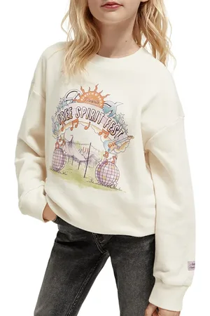 Scotch&Soda Girls Loose-fit Artwork Sweatshirt Ecru