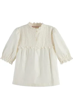 Scotch&Soda Short-sleeved Broiderie Anglaise Top Vanilla Ice