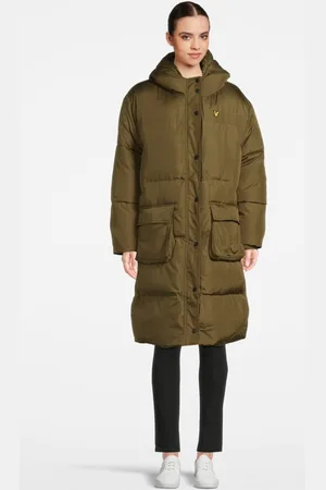 Lyle & Scott Longline Hooded Puffer Jacket W799 Deep Olive