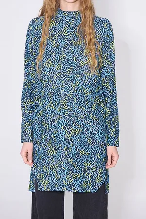 Bimba y Lola Blue Leopard Print Flowy Blouse