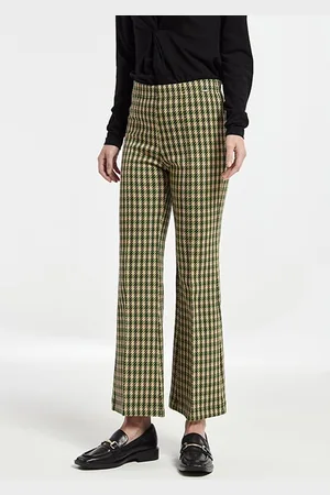 OKY Jacquard Knit Hollie Cropped Flared Trousers Green