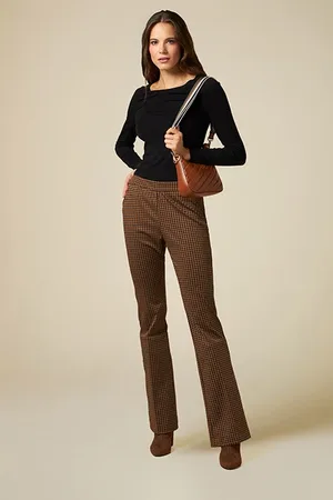 Oltre Flared Trousers In Patterned Milano Stitch Natural