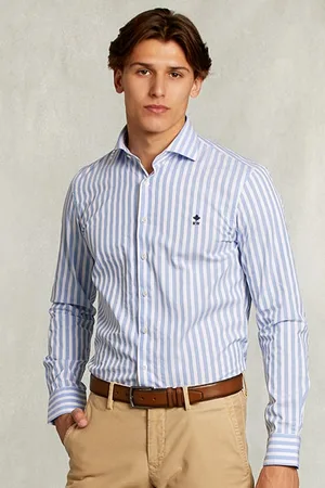 River Woods Slim Fit Striped Shirt Blue/white Multi