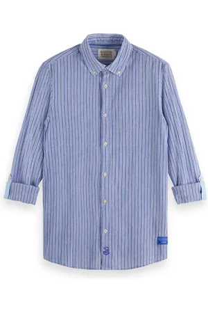 Scotch&Soda Regular Fit Crinkle Stripe Shirt Blue Stripe
