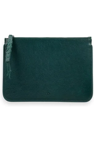 Scotch&Soda Large Leather Pouch Bottle Green