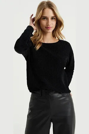 WE Fashion Knitted Pullover Black