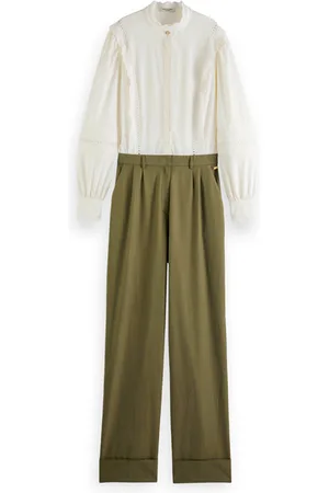 Scotch&Soda Romantic Jumpsuit With Embroidery Details Vanilla White / Ar