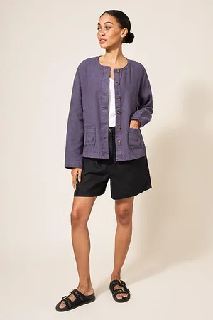 White Stuff Carrie Denim Jacket Dusty Purple