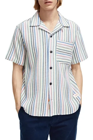 Scotch&Soda Structured Short Sleeve Stripe Shirt Multi Stripe Blue Red