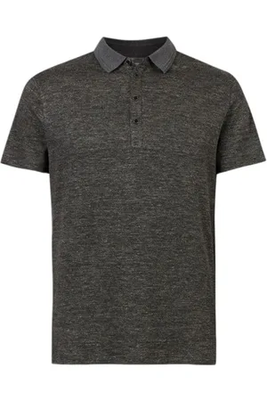 John Varvatos Livingston Regular Fit Ss Polo With Line Steel Grey