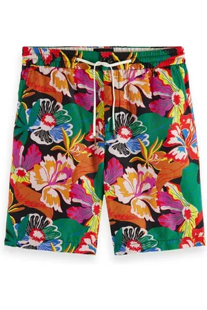 Scotch&Soda Fave- Printed Cotton/linen Bermuda Short Black Floral Aop