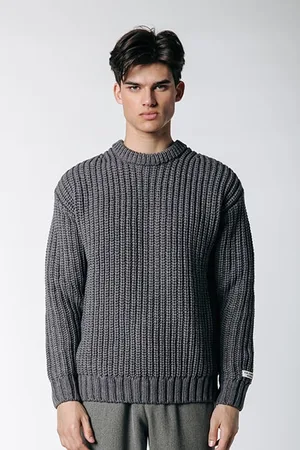 Colourful rebel Dean Garment Dye Rib Knit Sweater Dark Grey