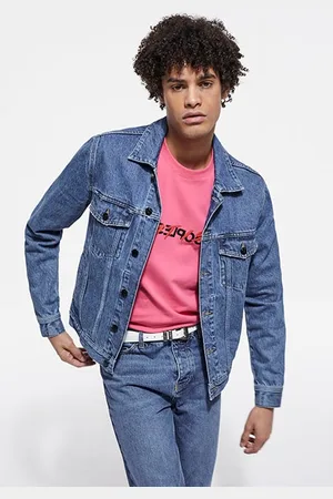 The Kooples Blouson En Denim Bleu Delave Blue Denim