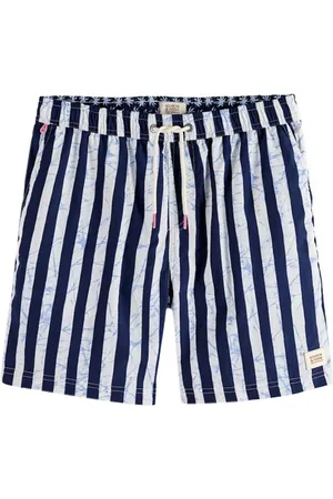Scotch&Soda Mid Length - Batik Stripe Printed Swimshort Blue Tie Dye Str