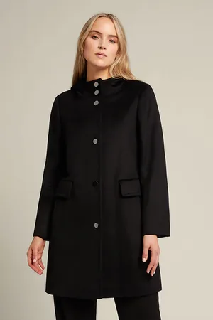 Elena Miro Duffle Coat In Luxury Worsted Cloth Black