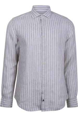SCALPERS Fancy Linen Shirt Taupe Stripes