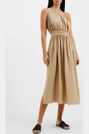 French Connection Faron Midi One Shoulder Dress Brown