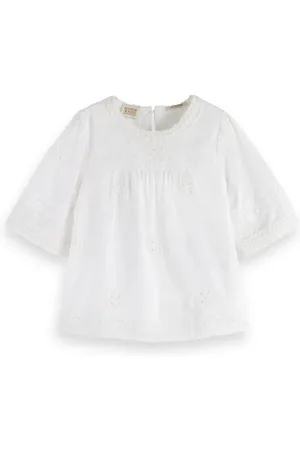 Scotch&Soda Broderie Angaise & Clip Jacquard Top Off White
