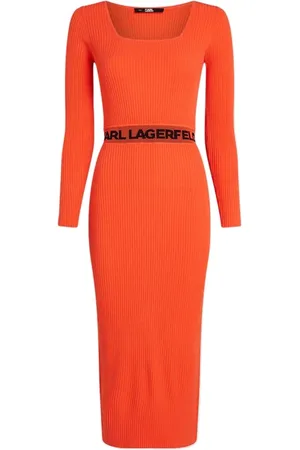 Karl Lagerfeld Lslv Knit Dress Orange