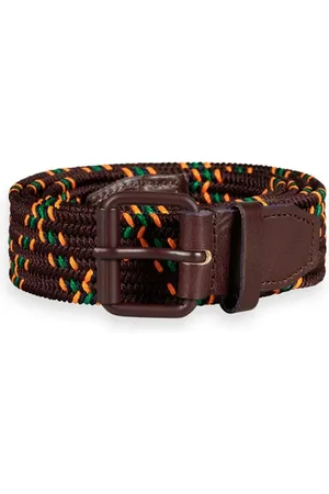 Scotch&Soda Leather Trimmed Elasticated Braided Belt Berry Wine