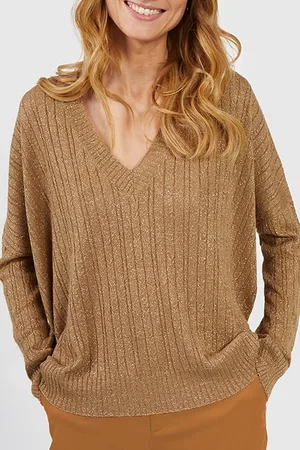 ICODE Sand Lurex Cable Knit Sweater