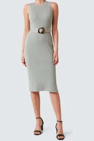 Forever New Imogen Sleeveless Midi Knit Dress Sage