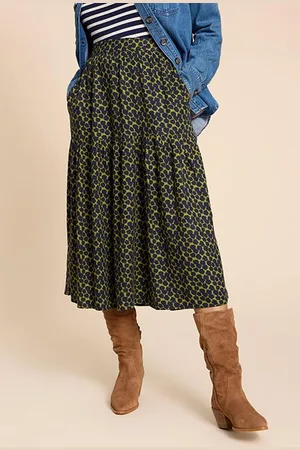 White Stuff Jamima Eco Vero Midi Skirt Navy