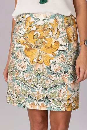 River Woods Straight Cotton Skirt Multi