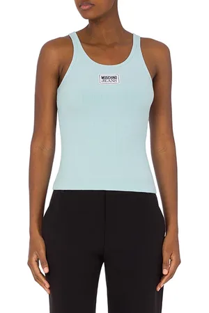 Moschino Logo Patch Cotton Tank Top Blue