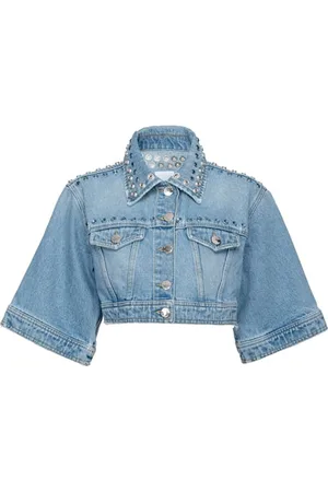 Pinko Record Giubbino Denim + Strass E Metal Medium Light Wash