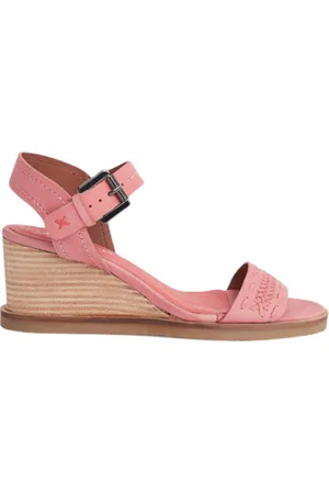 White Stuff Craft Leather Wedge Sandal Mid Pink