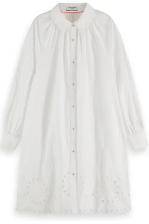 Scotch&Soda Shirt Dress With Embroidery Detail In Organic Cotton White