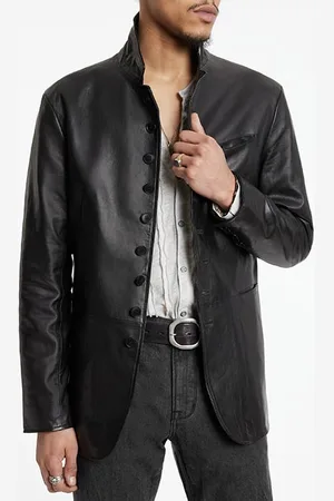 John Varvatos Multi Button Closure Notch Lapel Jacket Black