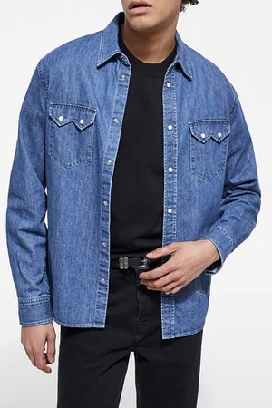 The Kooples Western Blue Denim Shirt Blue Denim
