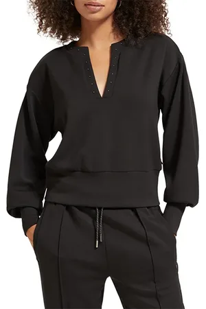 Scotch&Soda Open V-neck Beaded Sweatshirt Evening Black