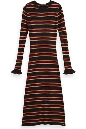 Scotch&Soda Striped Crew-neck Knitted Dress Black Sky