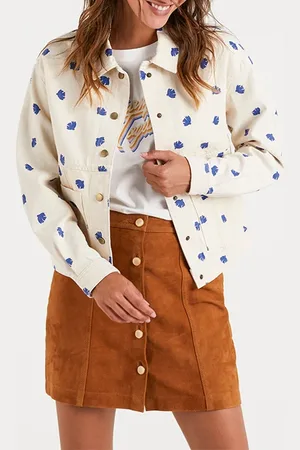 ICODE Denim Jacket In With Bird I.code Ecru