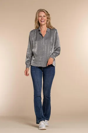 Geisha Jeans Flair Seam Mid Blue Denim