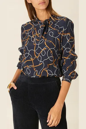 River Woods Viscose Scarf Shirt In Blue