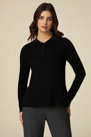 Oltre Wool Blend Sweater With Jewel Collar