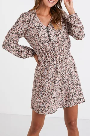 ICODE Sweet Pink Tachist Print Dress