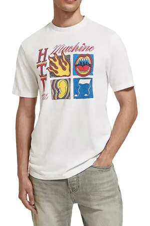 Scotch&Soda Regular-fit Front Artwork T-shirt In Organic Cotton White