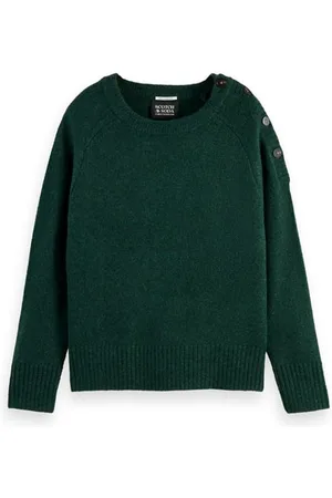 Scotch&Soda Relaxed Fit Pullover With Button Detail Blue Spruce Melange