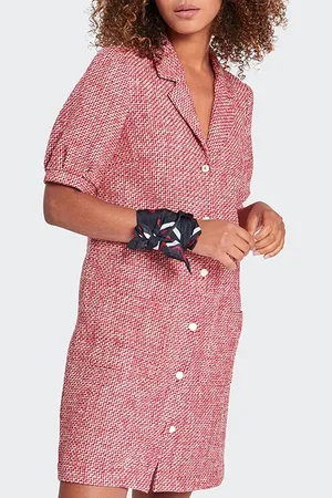 ICODE Winter Crimson Tweed-look Dress