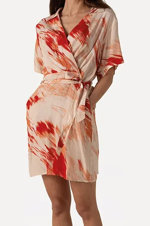 ANOTHER LABEL Dani Dress Red Brush Print