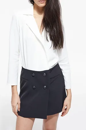 The Kooples Robe Courte Detail Jupe/chemisier Black White